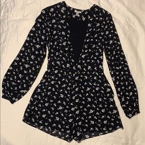 Urban Outfitters Ecoté Deep V Floral Romper XS